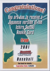 Bowman Chrome Japanese Redemption Card