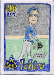 I Draw Baseball Cards 2001 Topps RC Blue Artist Original